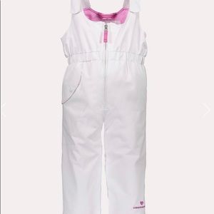 Obermeyer girls snow bibs in white